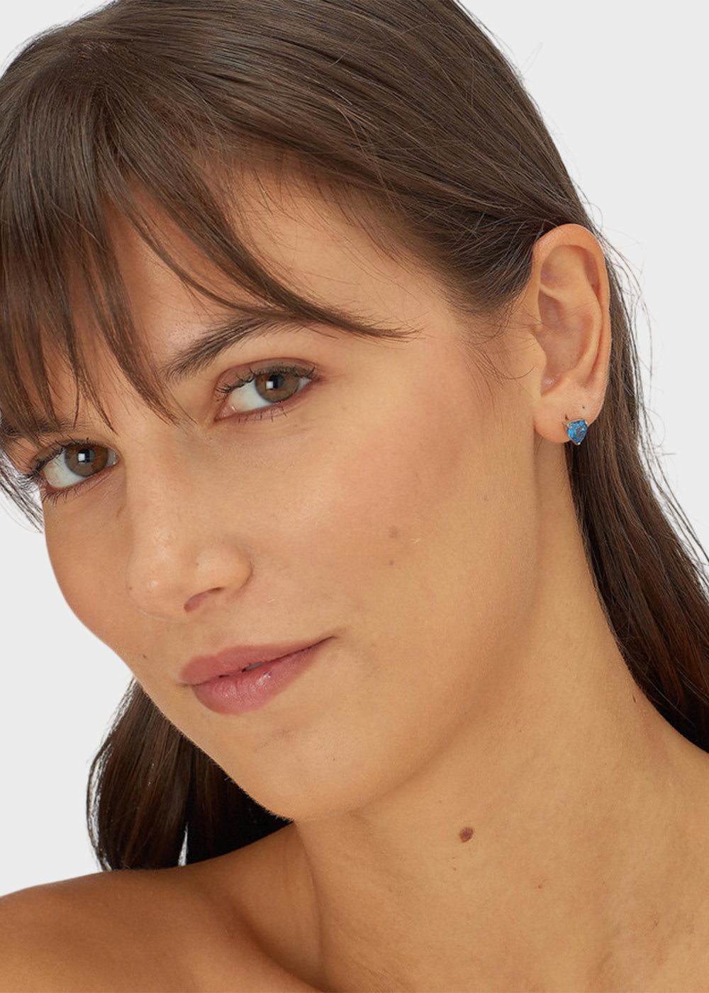 Orecchini a lobo Dazzly in acciaio con cubic zirconia a forma di cuore blu