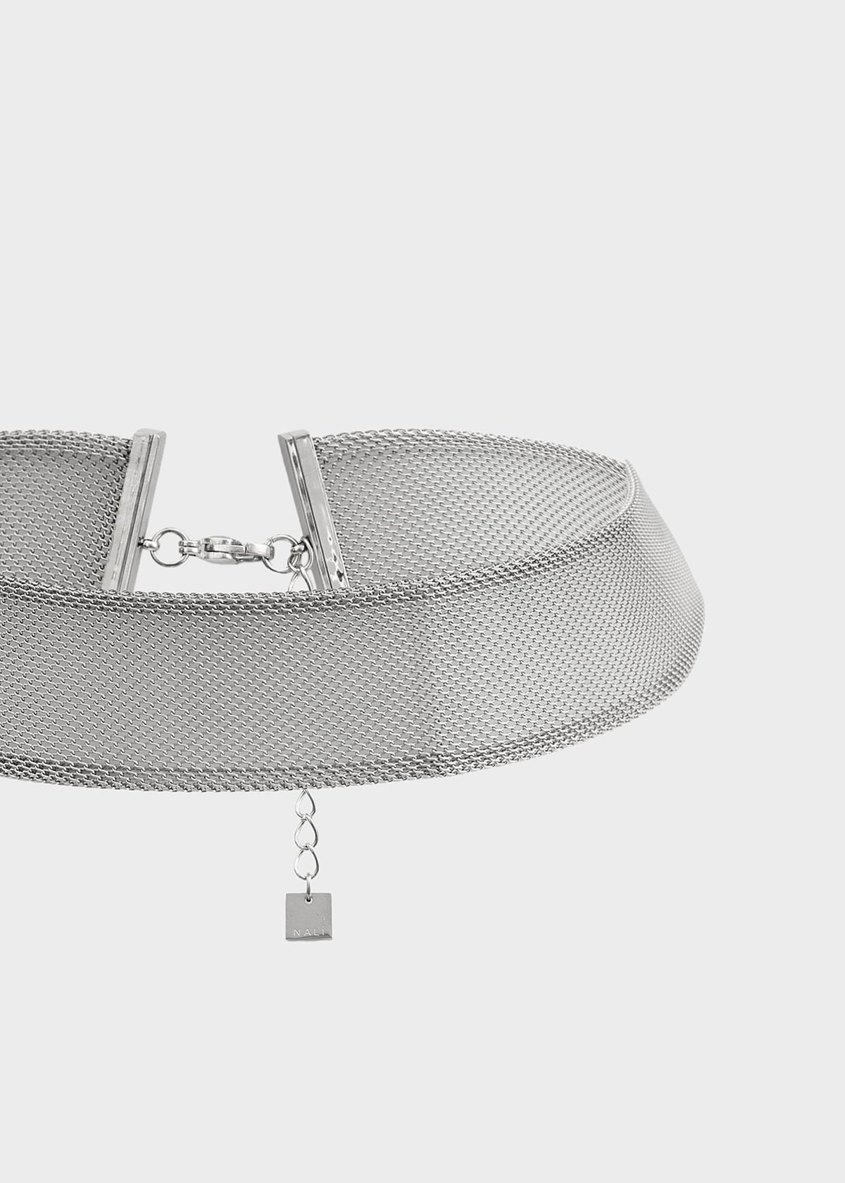 Collana choker in mesh in acciaio inossidabile-3