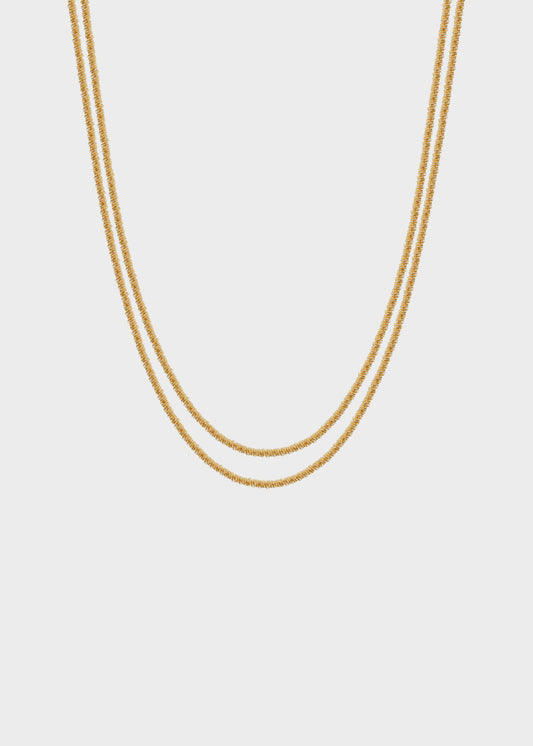 Collana doppiofilo Chunky in acciaio con finitura pvd oro 14K