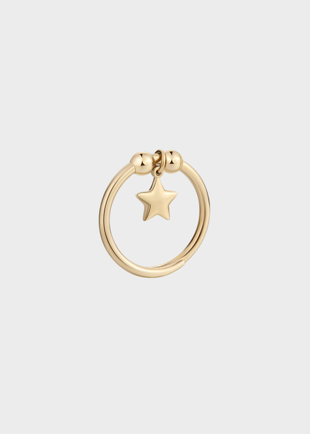 Anello regolabile Feelings in acciaio con finitura pvd oro 14K e sfere e pendente a forma di stella