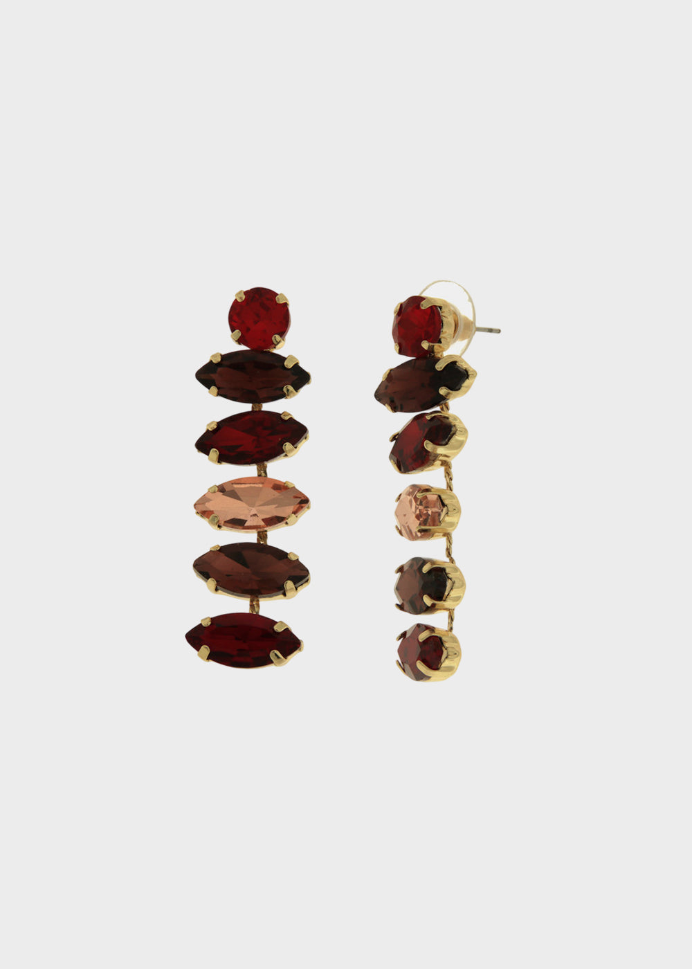 Orecchini pendenti in Metallo color oro con pietre rosse
