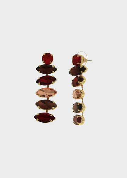 Orecchini pendenti in Metallo color oro con pietre rosse