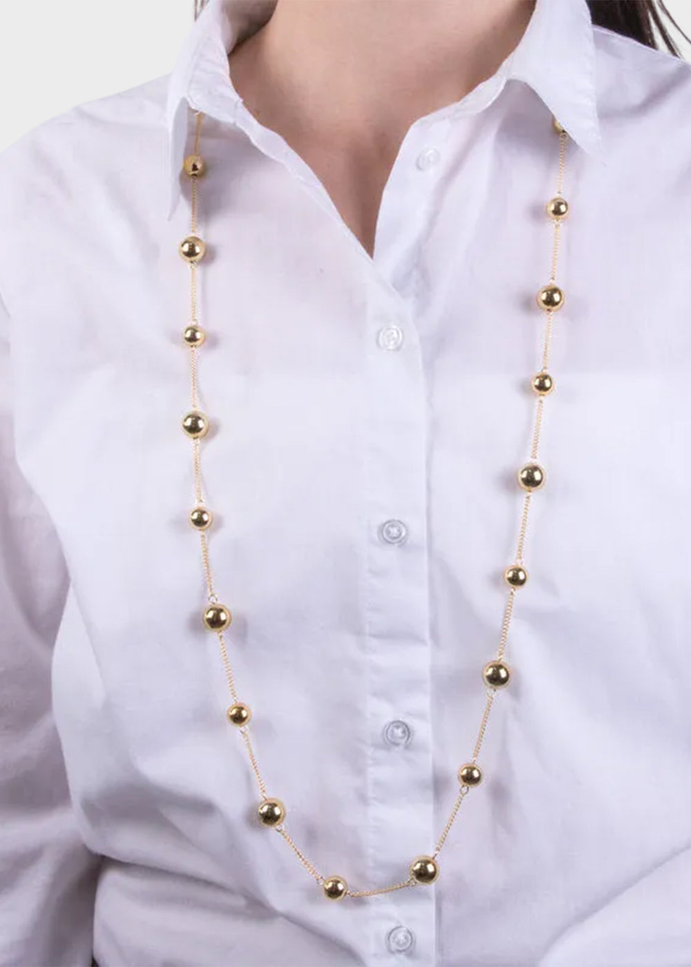 Collana in Metallo lunga color oro con sfere