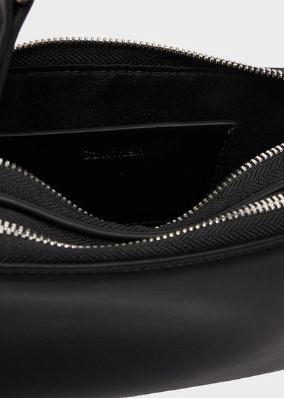 Borsa con tracolla in tessuto con doppia zip, piccola