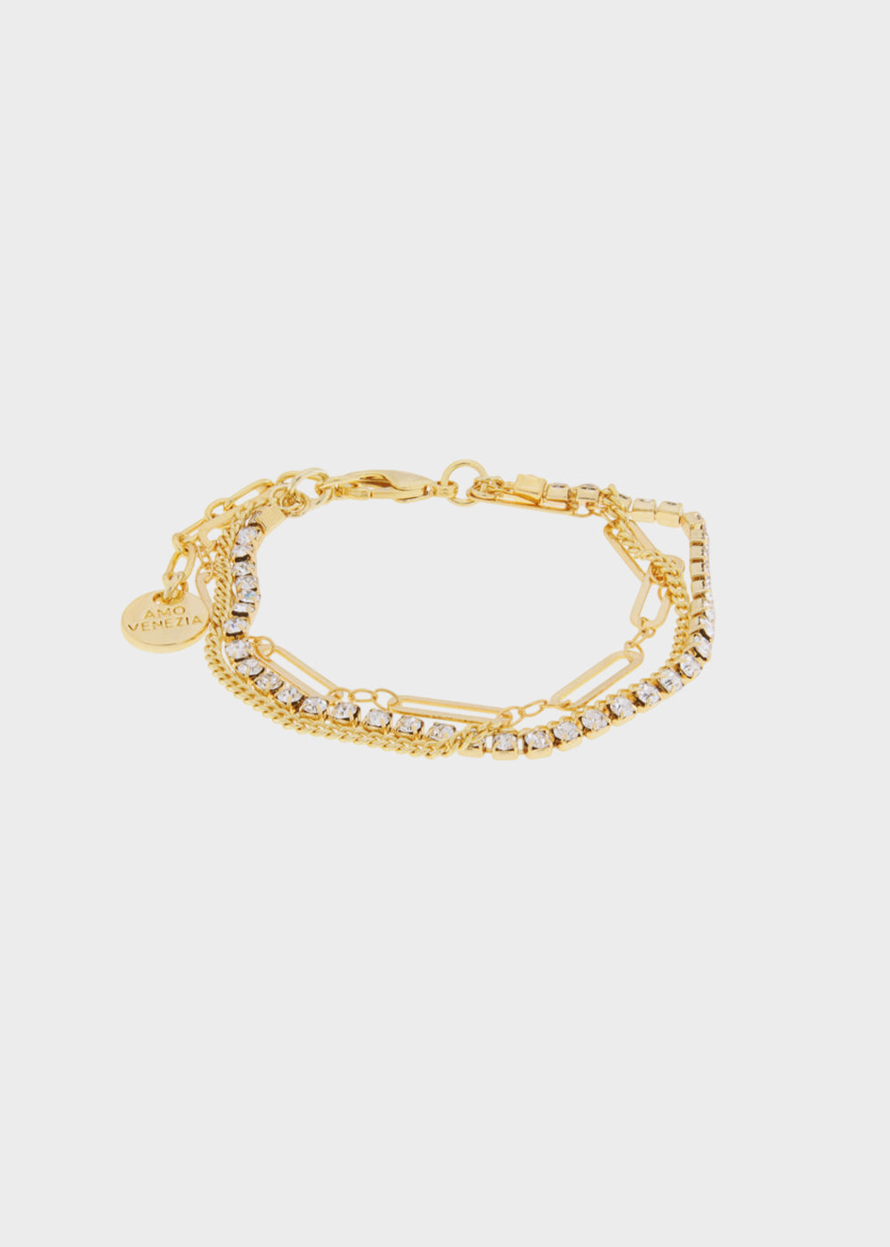 Bracciale multifilo in Metallo color oro con pietre
