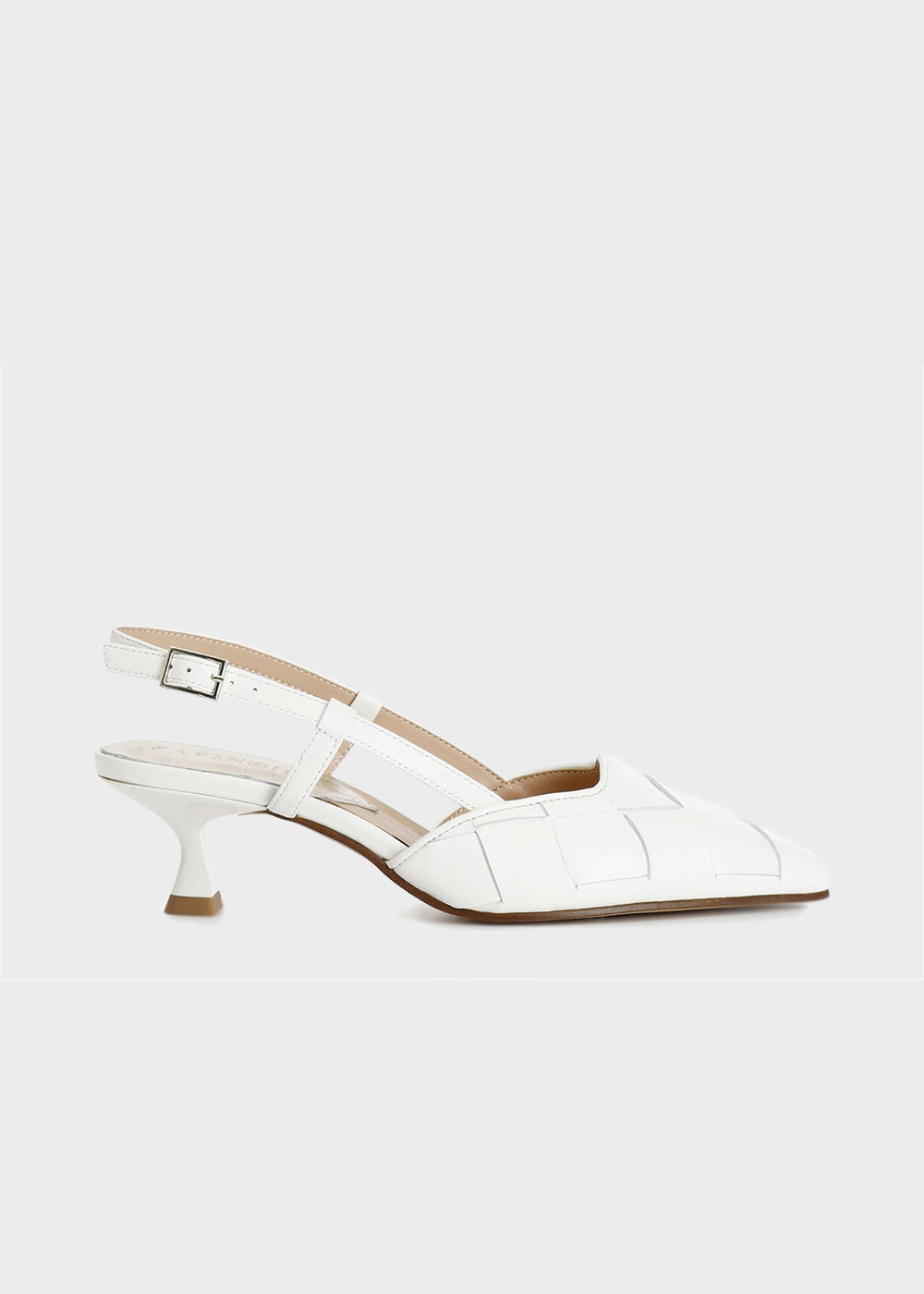 Décolleté con tomaia in pelle intrecciata