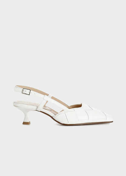 Décolleté con tomaia in pelle intrecciata