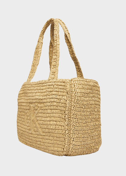 Borsa tote in Raffia con logo
