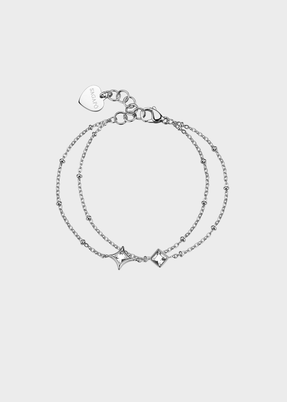 Bracciale Luce doppiofilo in acciaio con cristalli