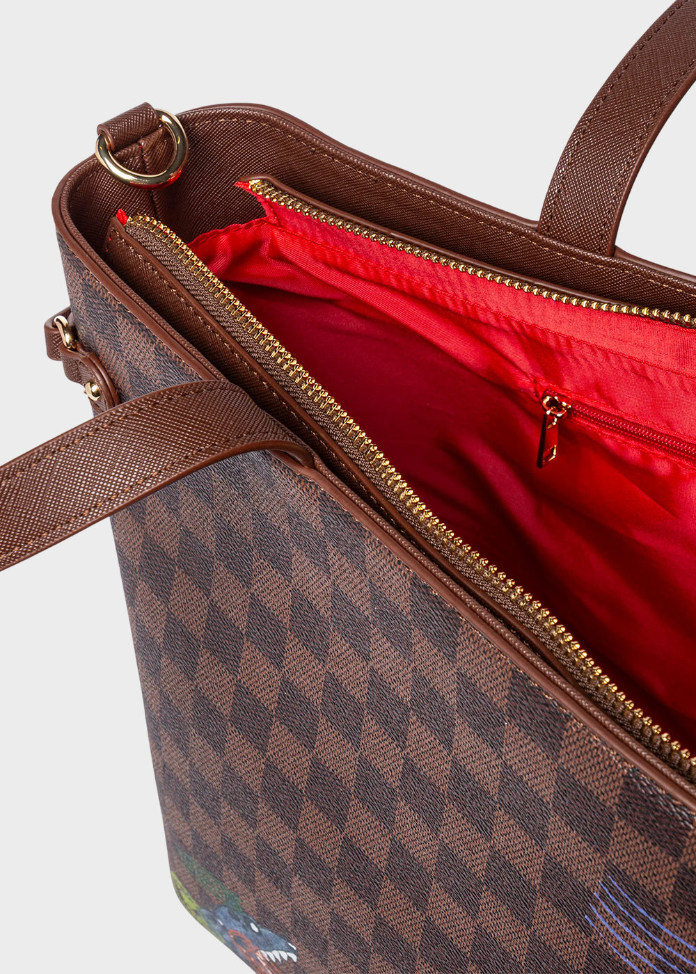 Borsa a spalla con trama a scacchi e tracolla in tessuto, "Limited Edition"-4