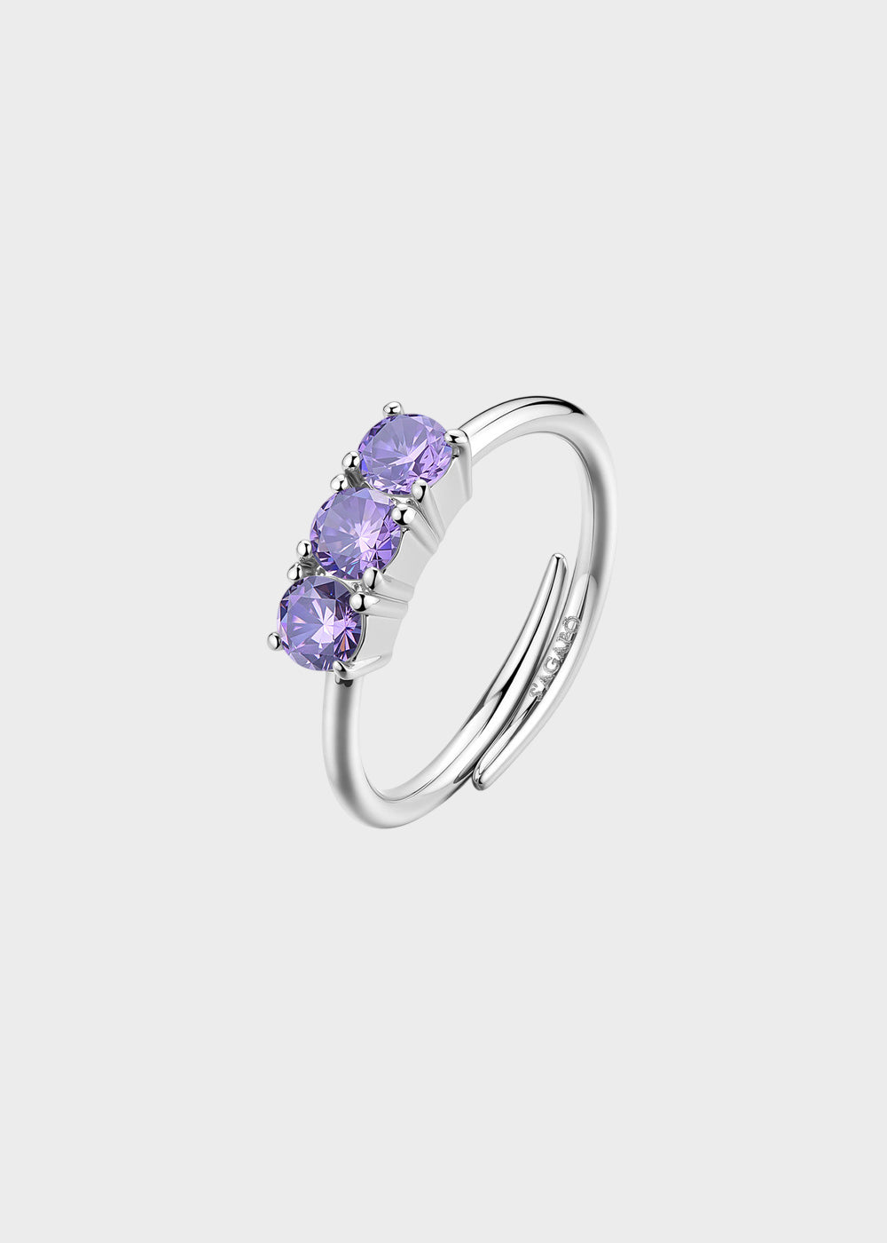 Anello regolabile Dazzly in acciaio con pietre viola