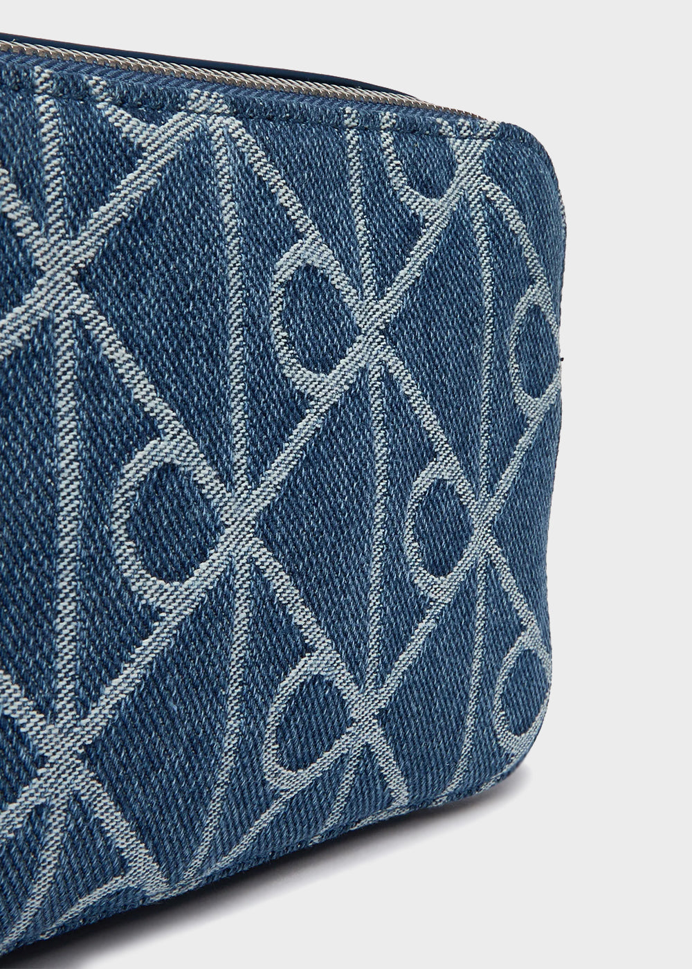 Borsa a tracolla in denim con emblem logo all-over