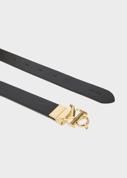 Cintura reversibile in pelle con logo (2,5 cm)