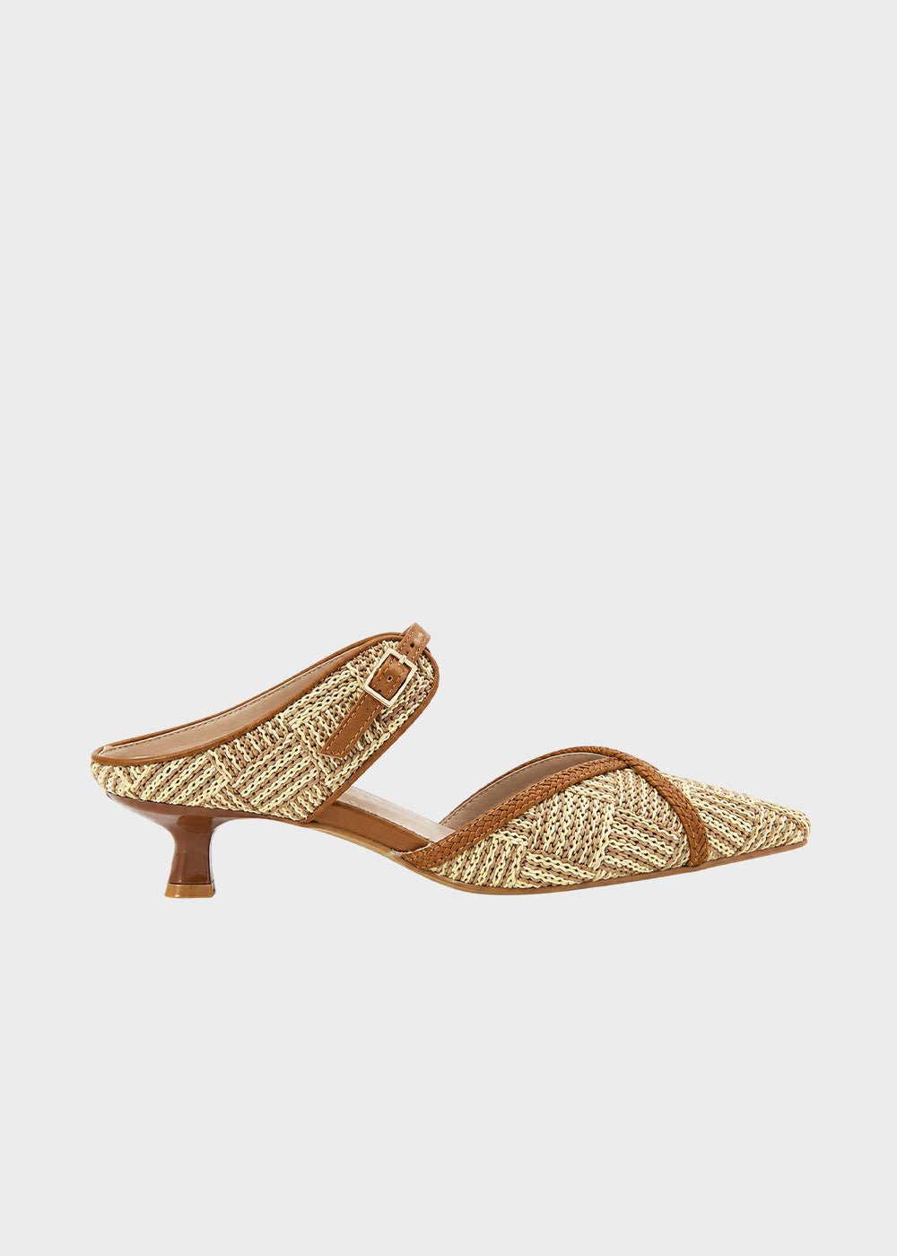Sabot tomaia effetto rafia intrecciata con tacco (4 cm)