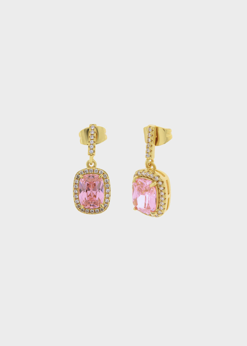 Orecchini in Metallo color oro con pietra rosa