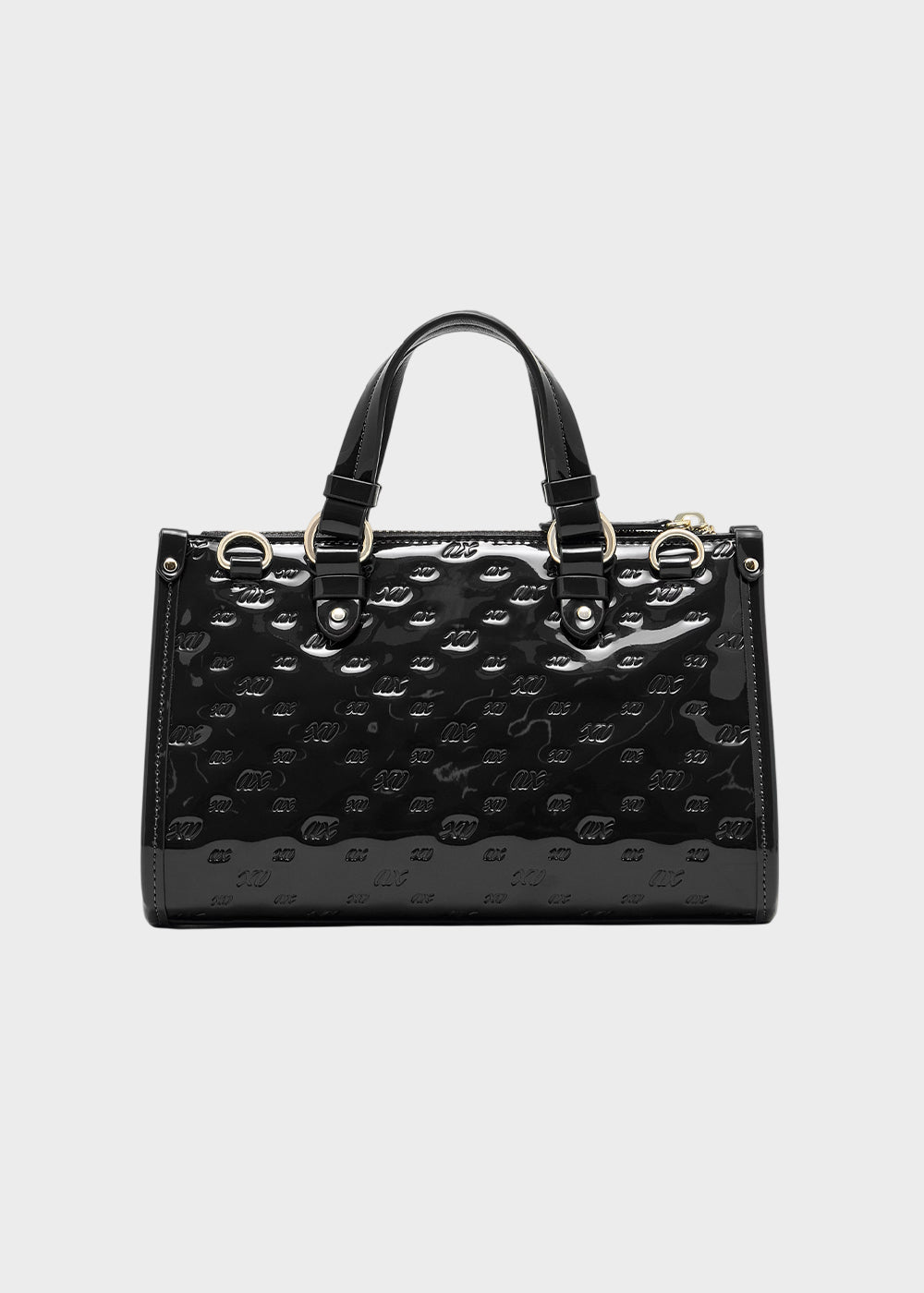Borsa a mano Gynger Patent Bauletto S con tracolla, logo all over lucida-5