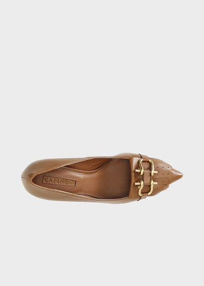 Décolleté in pelle con accessorio tacco 70 mm