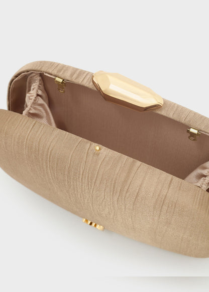 Clutch Nadine Plissé laminato con tracolla a catena