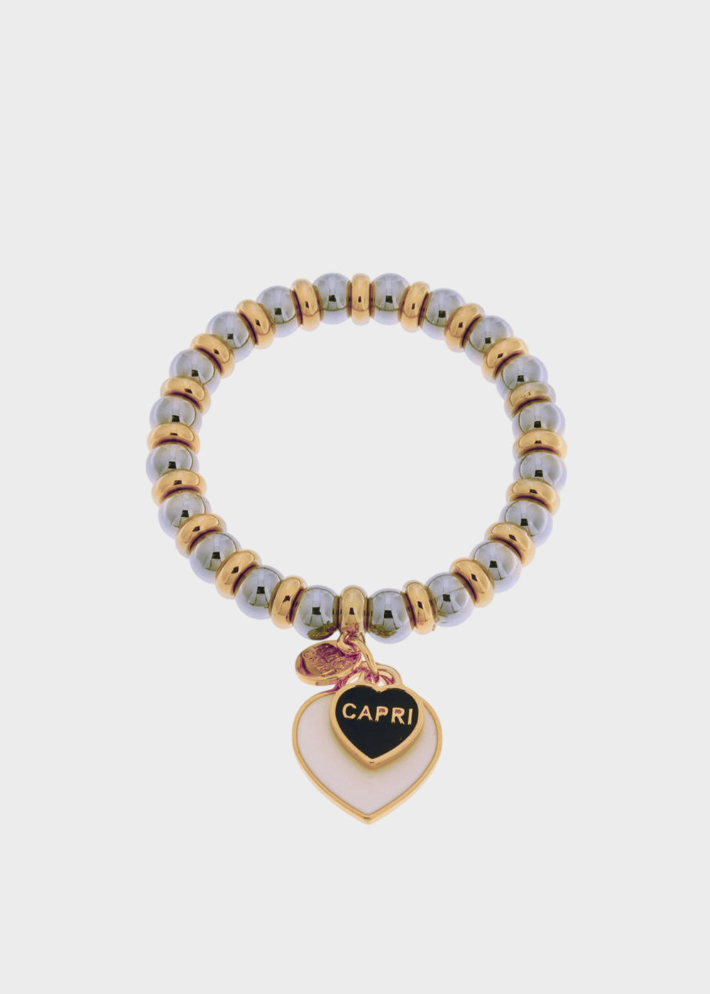 Bracciale in Metallo sfere color oro con cuore bianco Capri