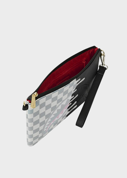 Pochette Cream Check Side Drip con tracolla e manico da polso