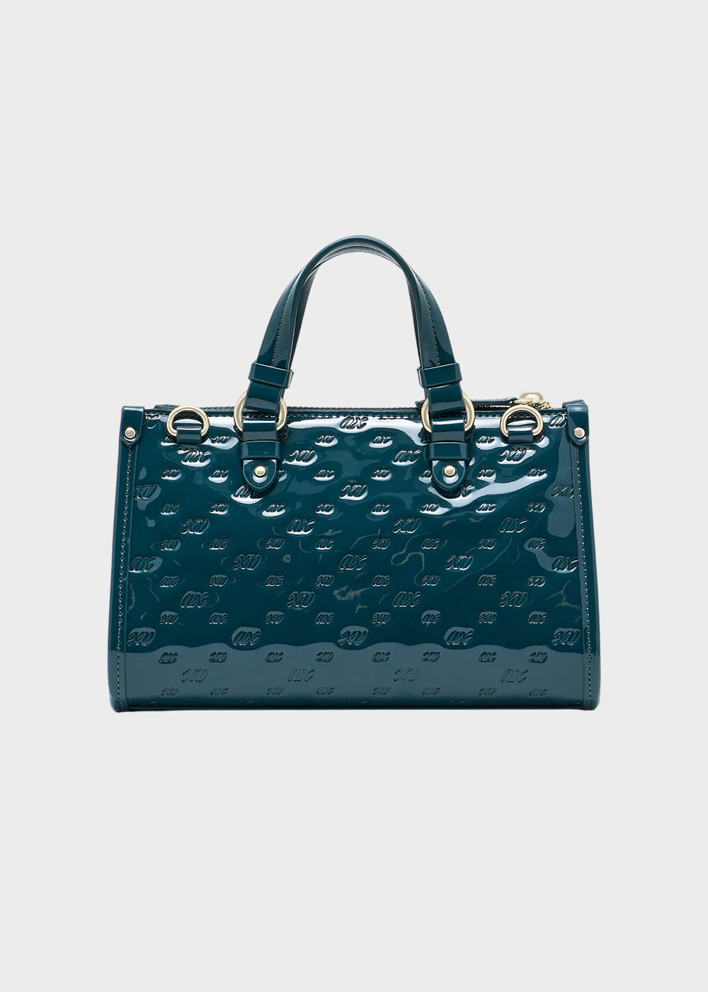 Borsa a mano Gynger Patent Bauletto S con tracolla, logo all over lucida-5