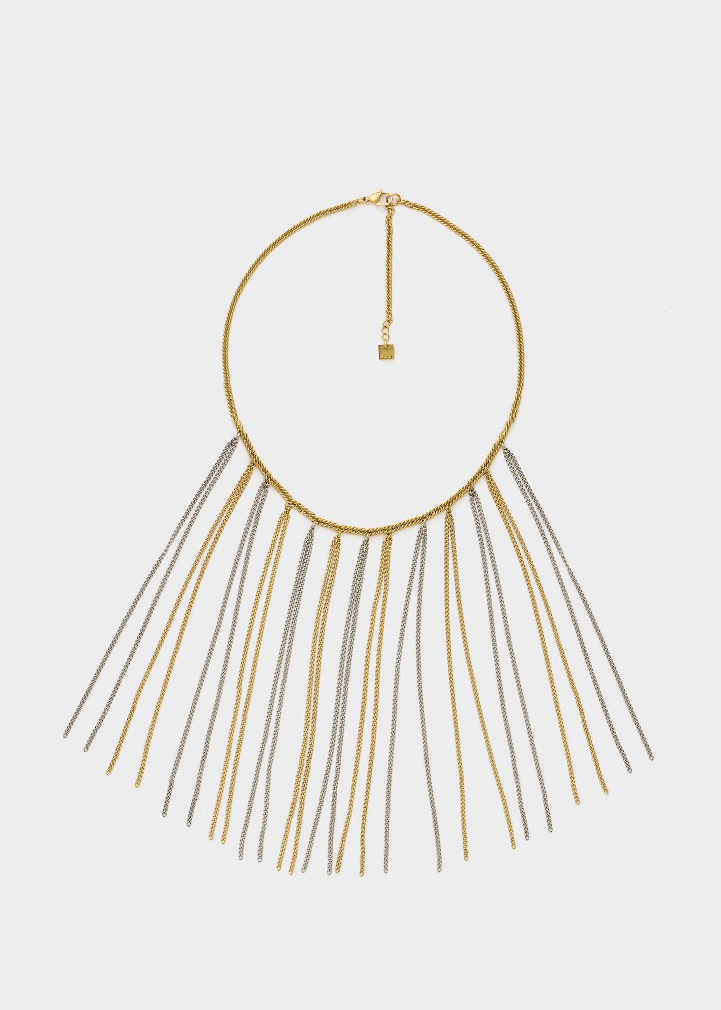 Collana girocollo con frange in acciaio