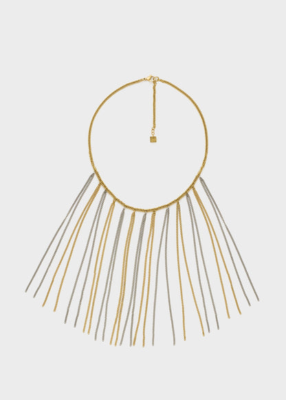 Collana girocollo con frange in acciaio