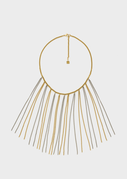 Collana girocollo con frange in acciaio