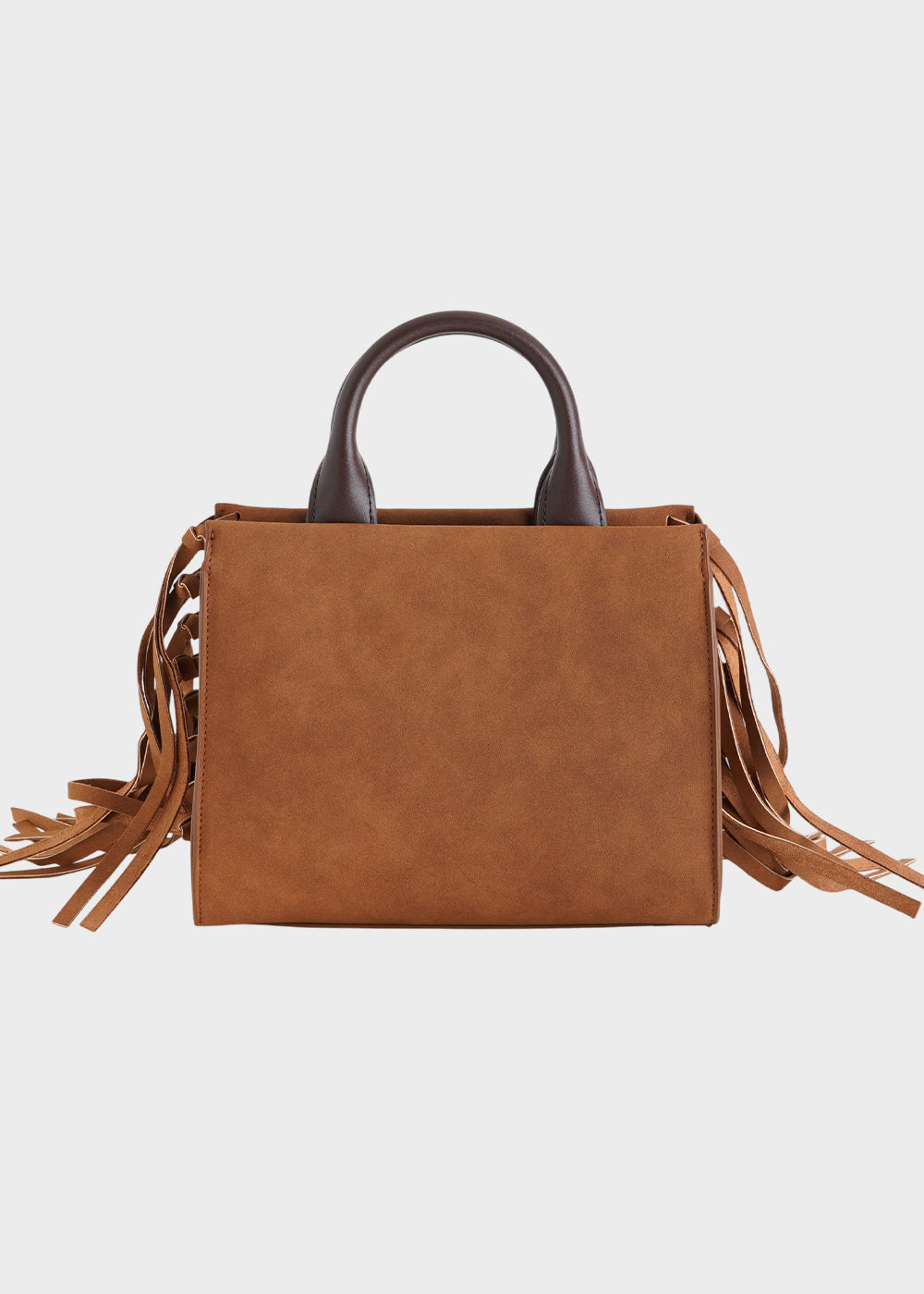 Borsa a mano Mini Marge in camoscio sintetico con tracolla, frange e applicazione orsetto centrale Teddy-3