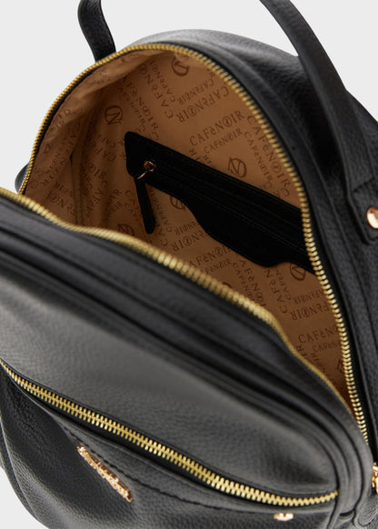 Zaino con zip frontale e logo metallico