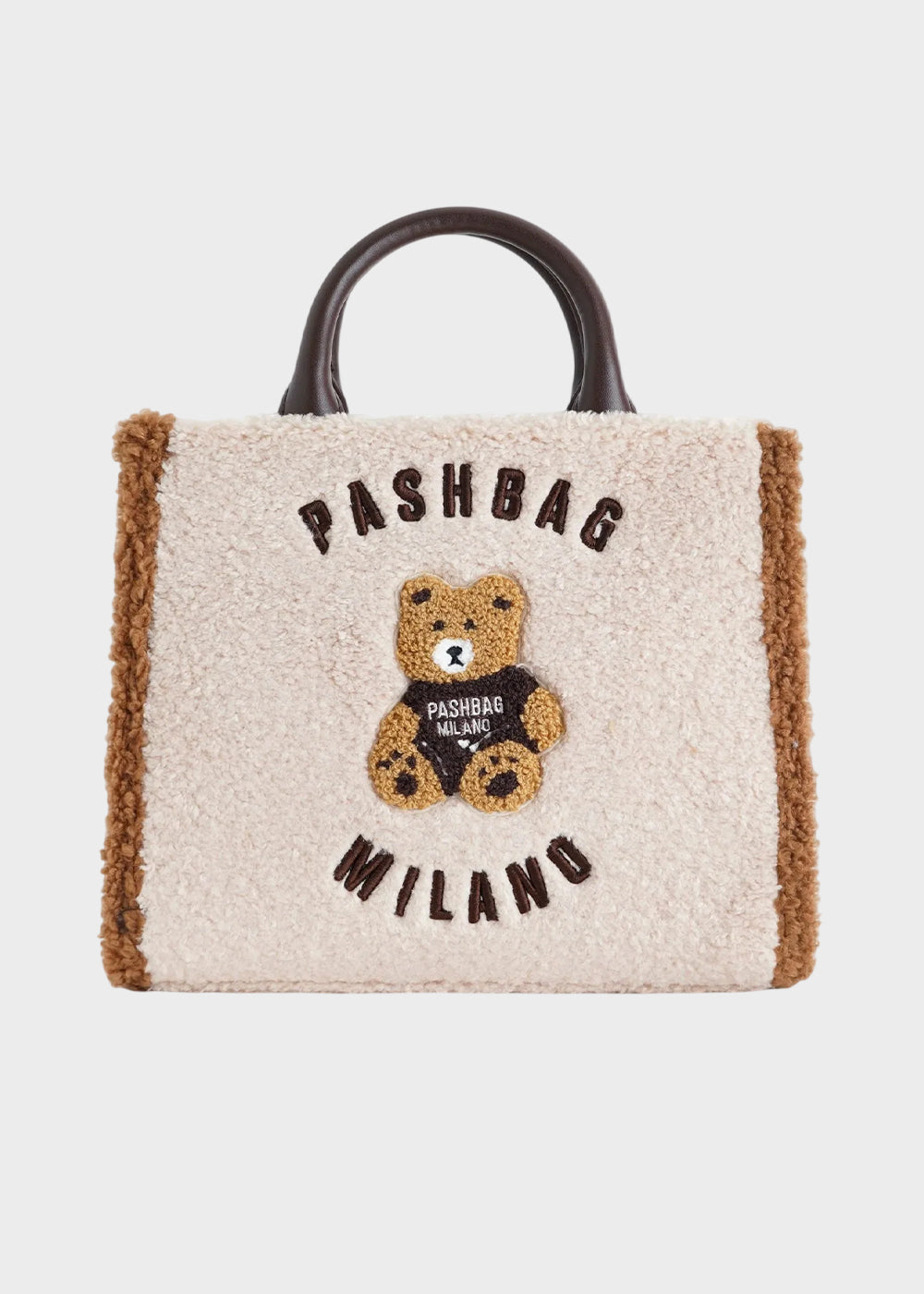 Borsa a mano Marge in effetto lana con tracolla e applicazione orsetto centrale Teddy