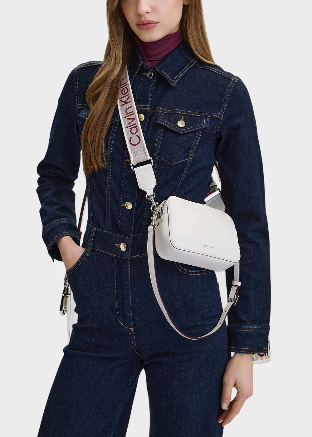 Borsa con tracolla in tessuto con doppia zip, piccola