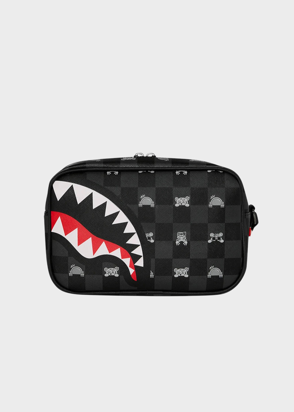 Pochette grande Gray Peeking Character Check con manico da polso-3
