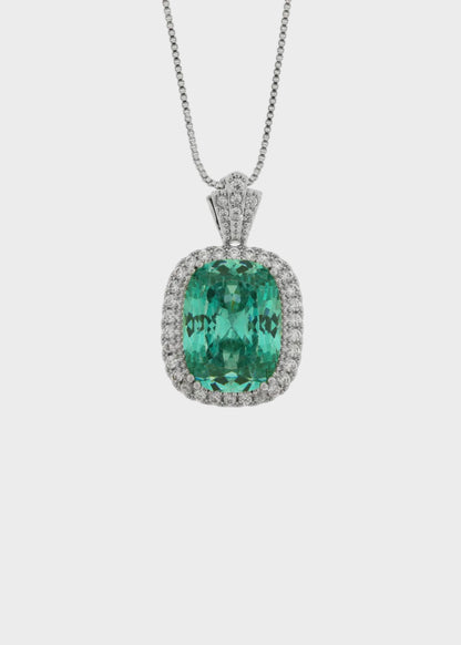 Collana in Metallo con zircone verde centrale