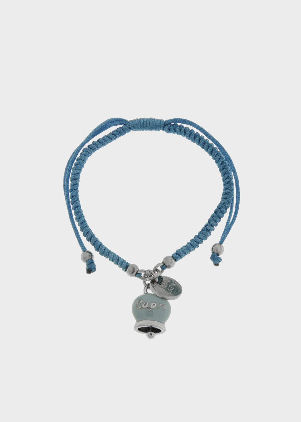 Bracciale in tessuto e Acciaio con Campanella Portafortuna Capri Anima Azzurra