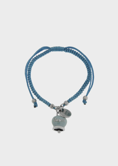 Bracciale in tessuto e Acciaio con Campanella Portafortuna Capri Anima Azzurra