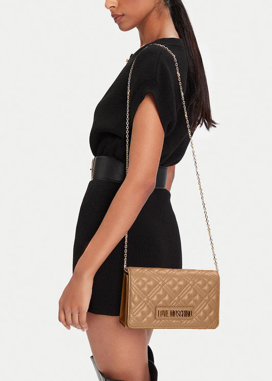 Borsa a tracolla con logo frontale