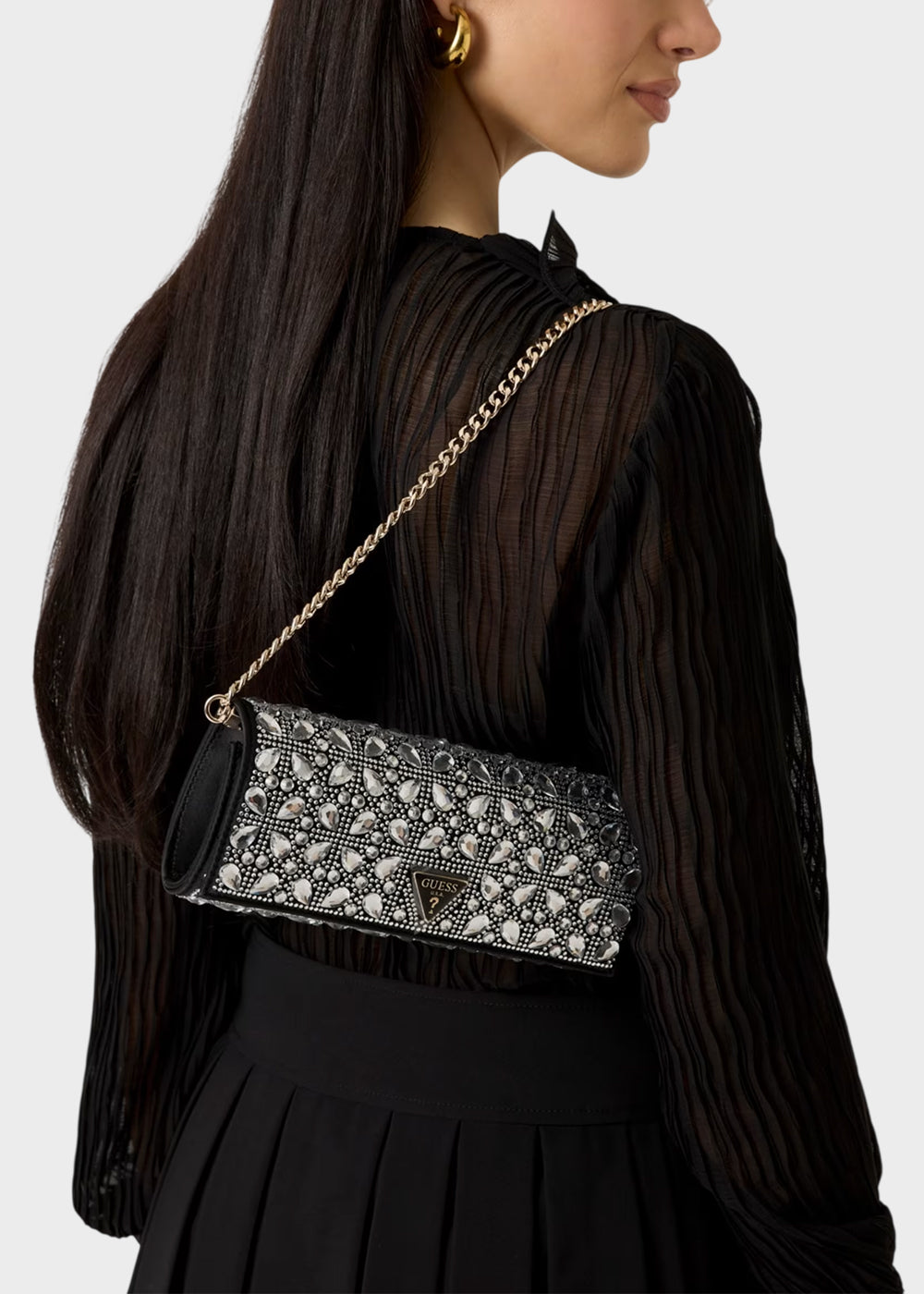 Pochette gioiello Elsie con strass, con tracolla da spalla