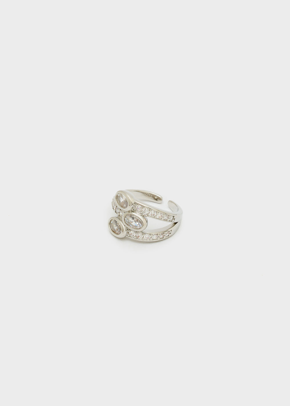 Anello tripla pietra color argento