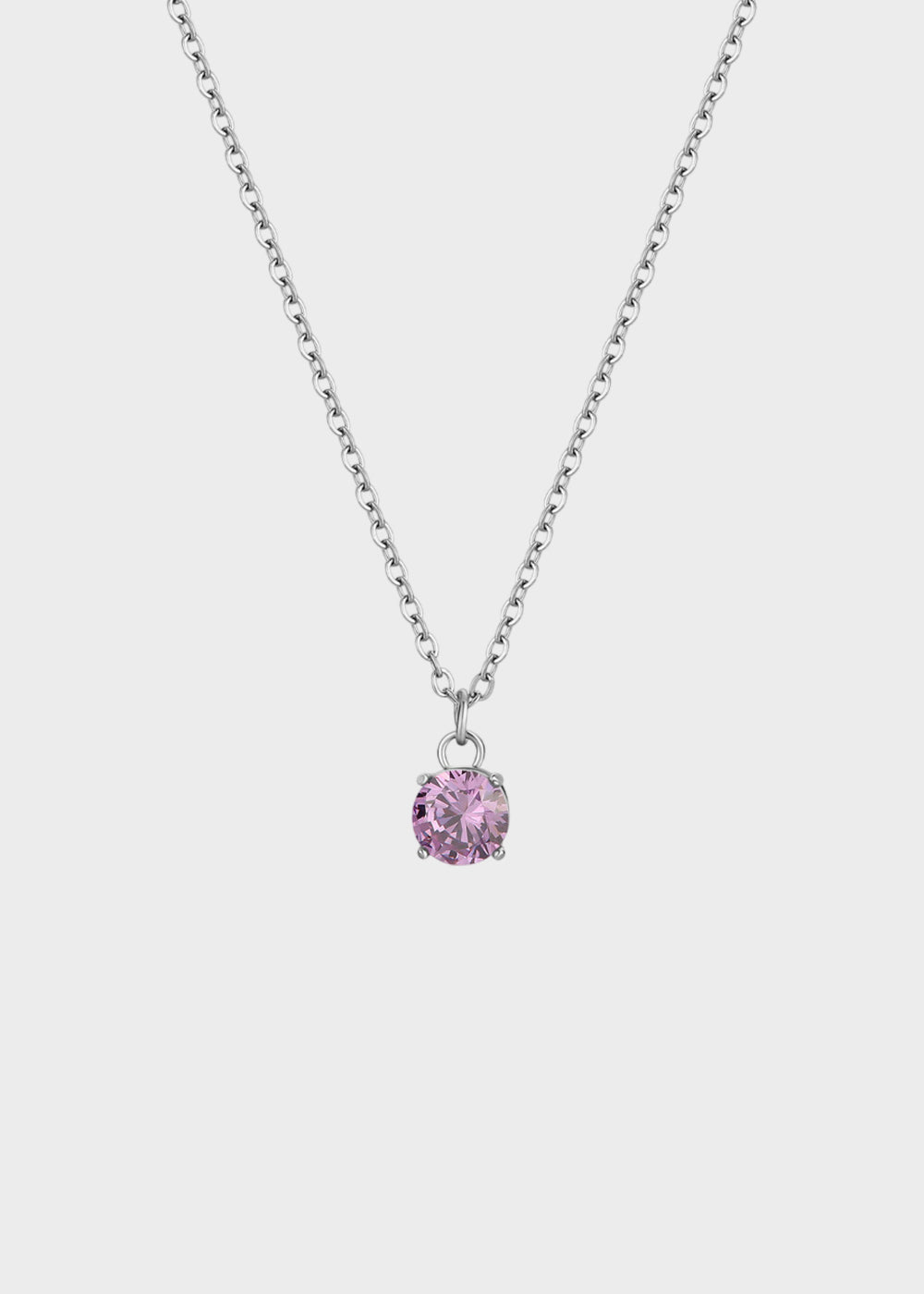 Collana Dazzly girocollo in acciaio e pendente centrale con pietra viola