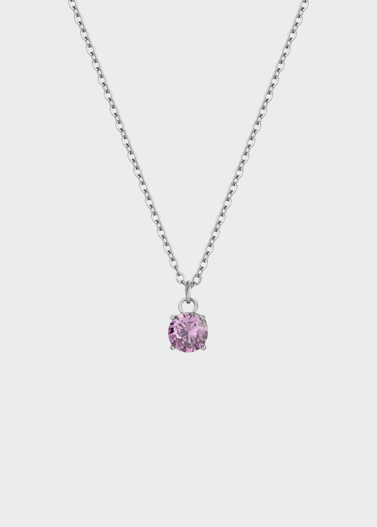 Collana Dazzly girocollo in acciaio e pendente centrale con pietra viola