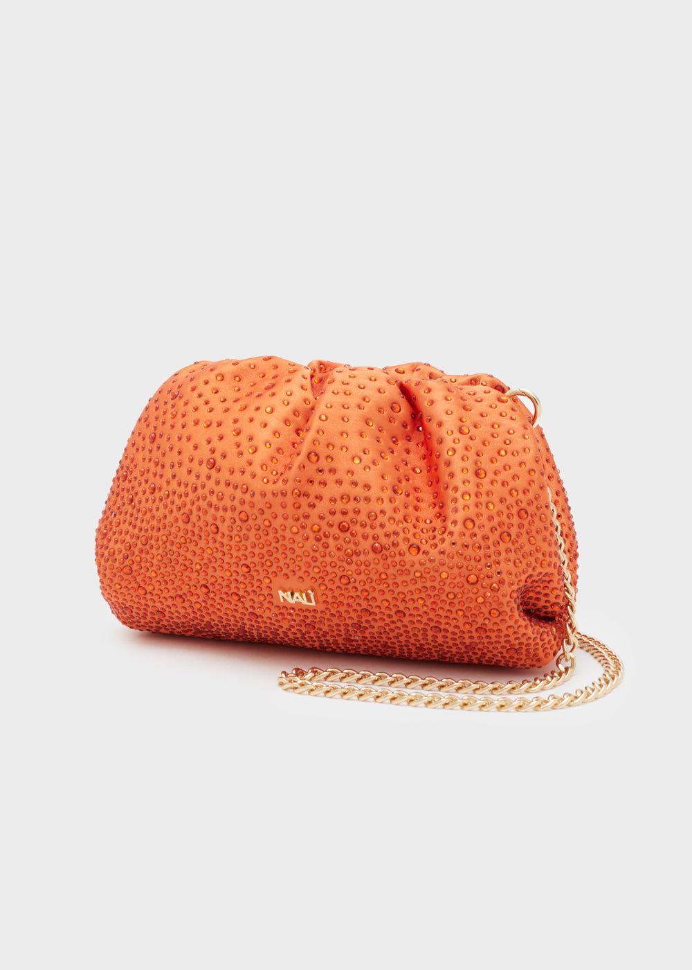 ASTRA ORANGE CLUTCH WITH FUCHSIA STONES