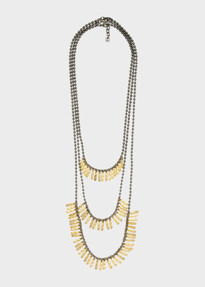 Collana multifilo Layers cordino ed elementi oro