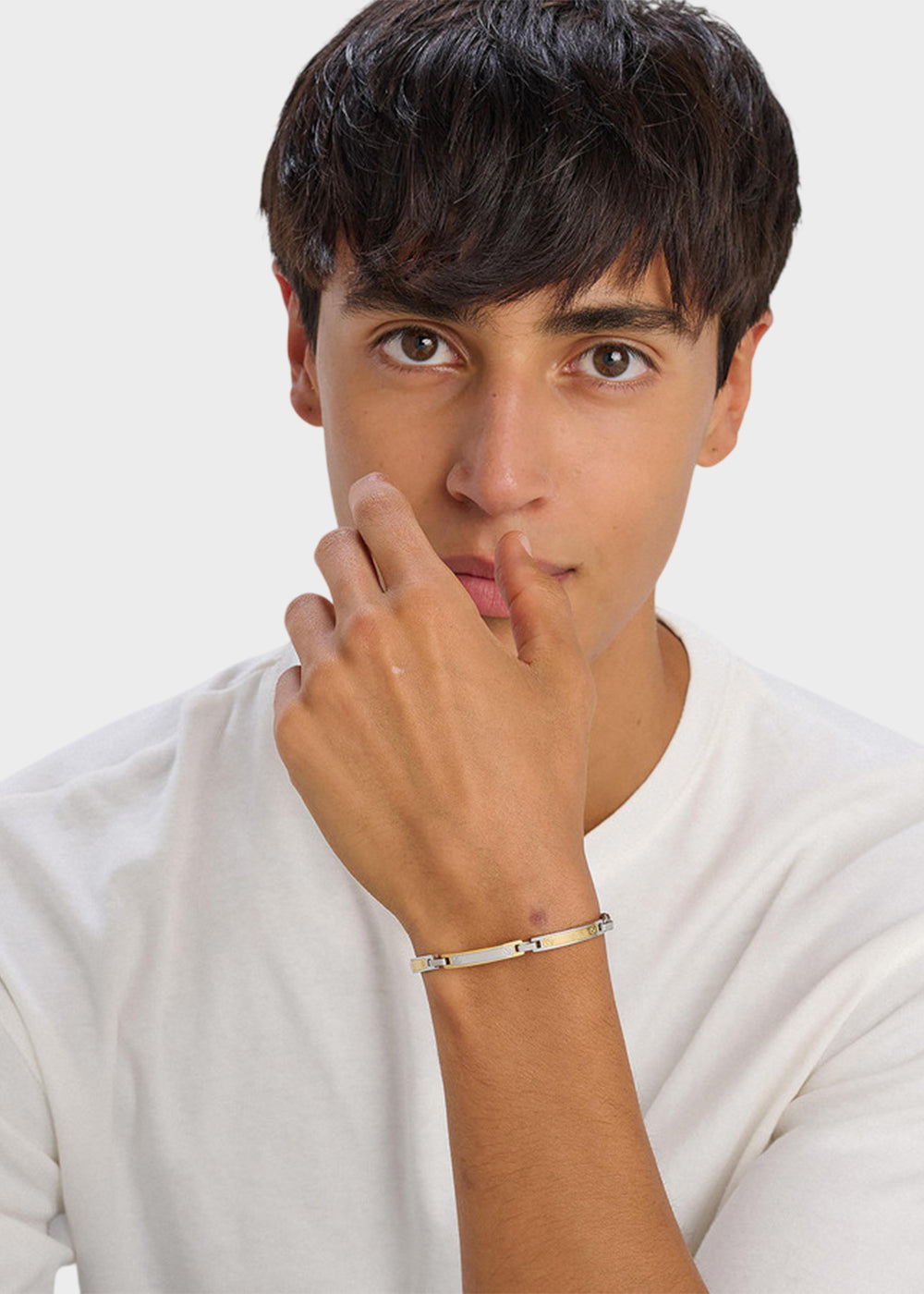 Bracciale catena Titan in acciaio con centrale in finitura pvd oro 14K