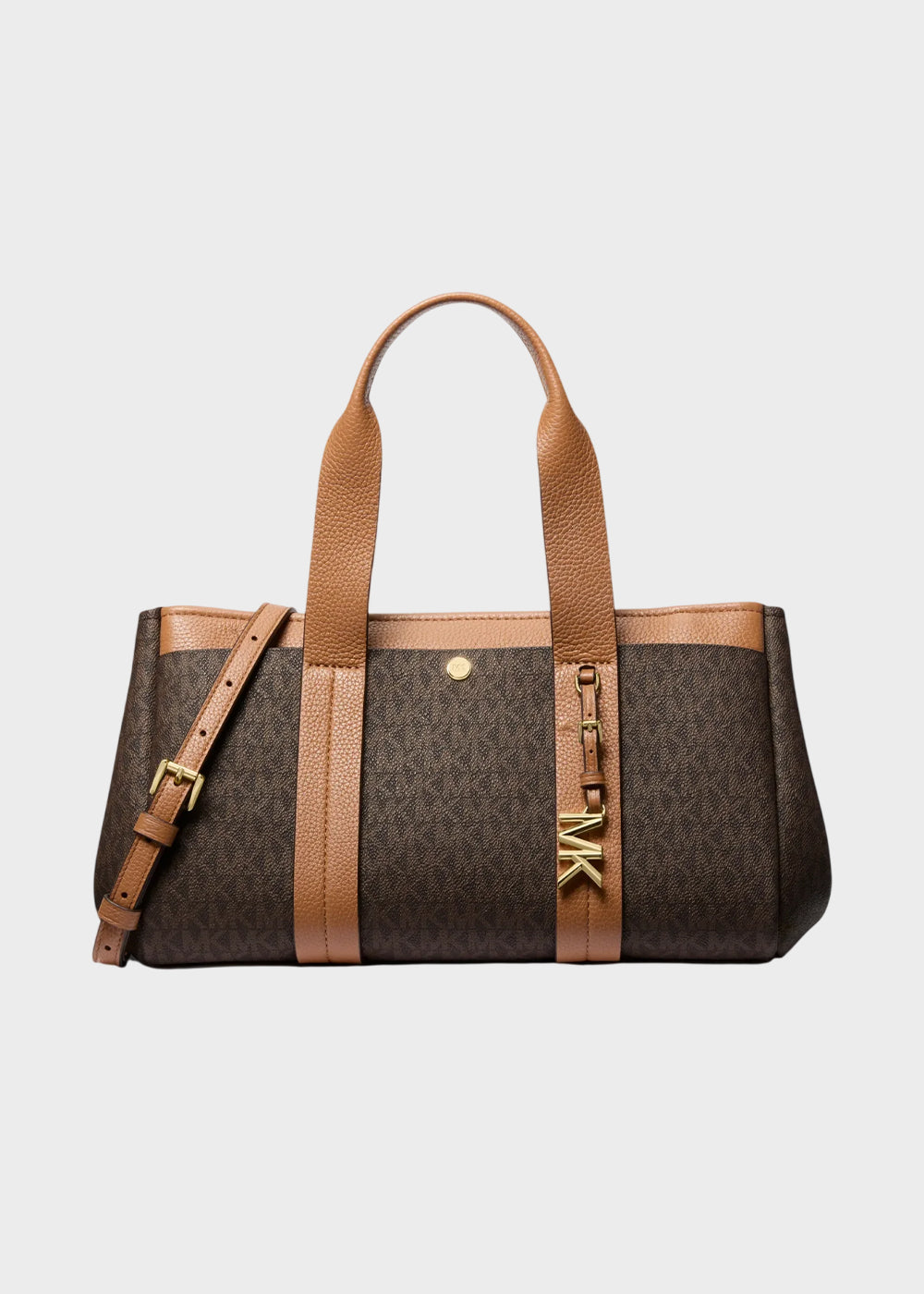 Borsa bauletto a mano Romee con tracolla e logo all over