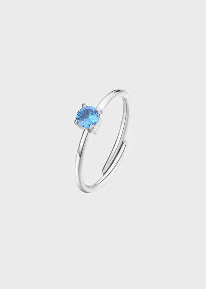 Anello regolabile Dazzly in acciaio con pietra blu chiaro