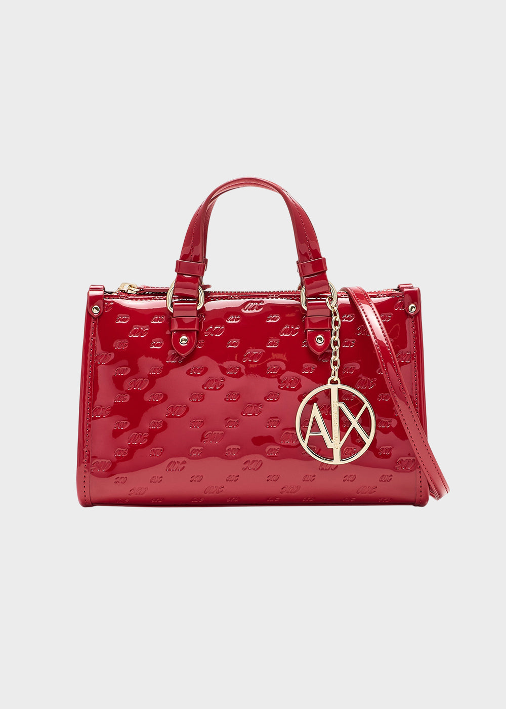 Borsa a mano Gynger Patent Bauletto S con tracolla, logo all over lucida-1