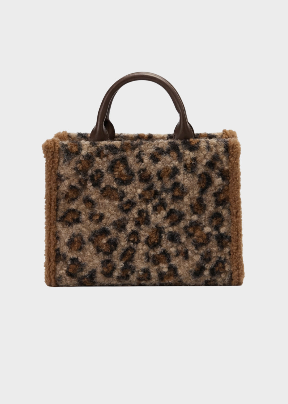 Borsa a mano Mini Marge Leopard in effetto lana con tracolla e applicazione orsetto centrale Teddy-3
