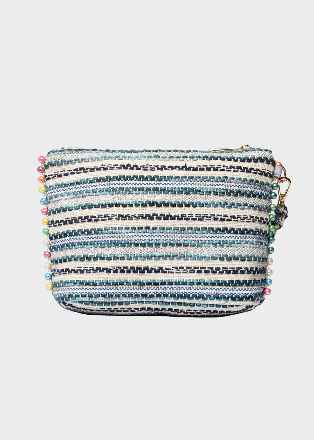 Pochette da Mare in tessuto Cassy Indy con perline laterali e manico rimovibile