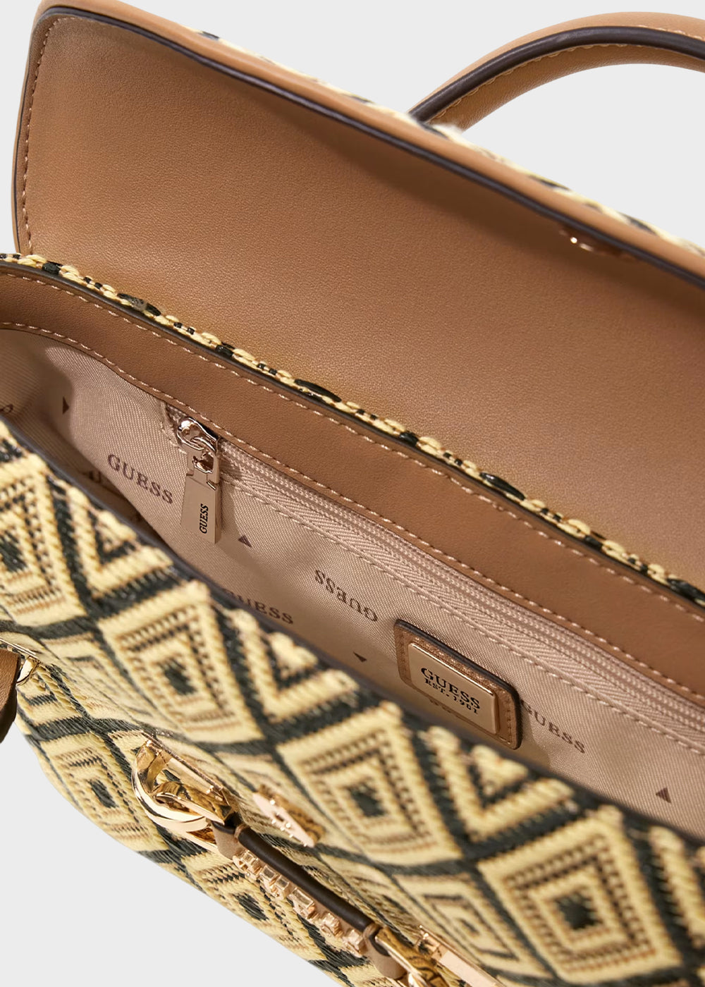 Borsa a mano in tessuto con tracolla Sophia Mini con trama geometrica
